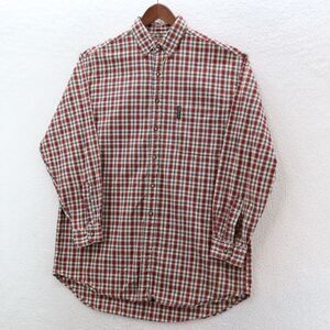 Abercrombie & Fitch The Big Shirt Men's Medium Red Blue Plaid Vintage Preppy
